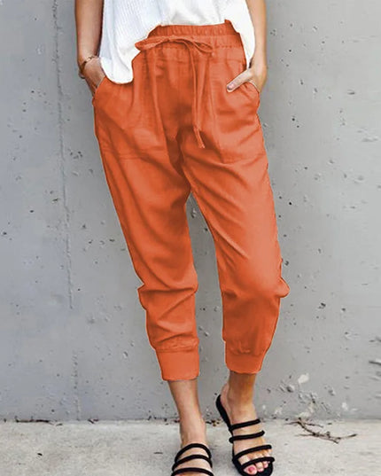 Women's High-Waist Slim-Fit Lace-Up Casual Pants- Various Colors