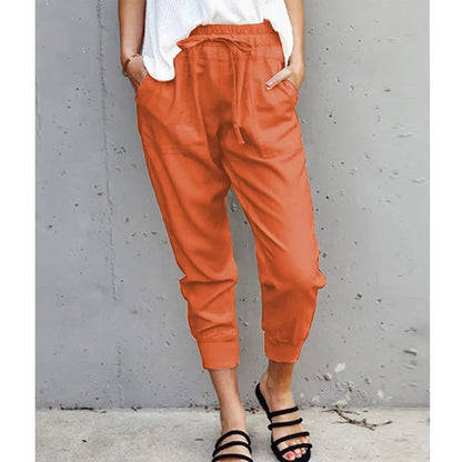 Women's High-Waist Slim-Fit Lace-Up Casual Pants- Various Colors
