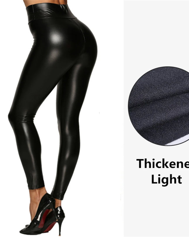 High-Waist PU Leather Skinny Pencil Pants for Women
