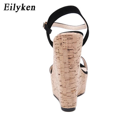 Eilyken Women's Roman Open Toe Platform Wedges with Ankle Buckle Strap High Heels