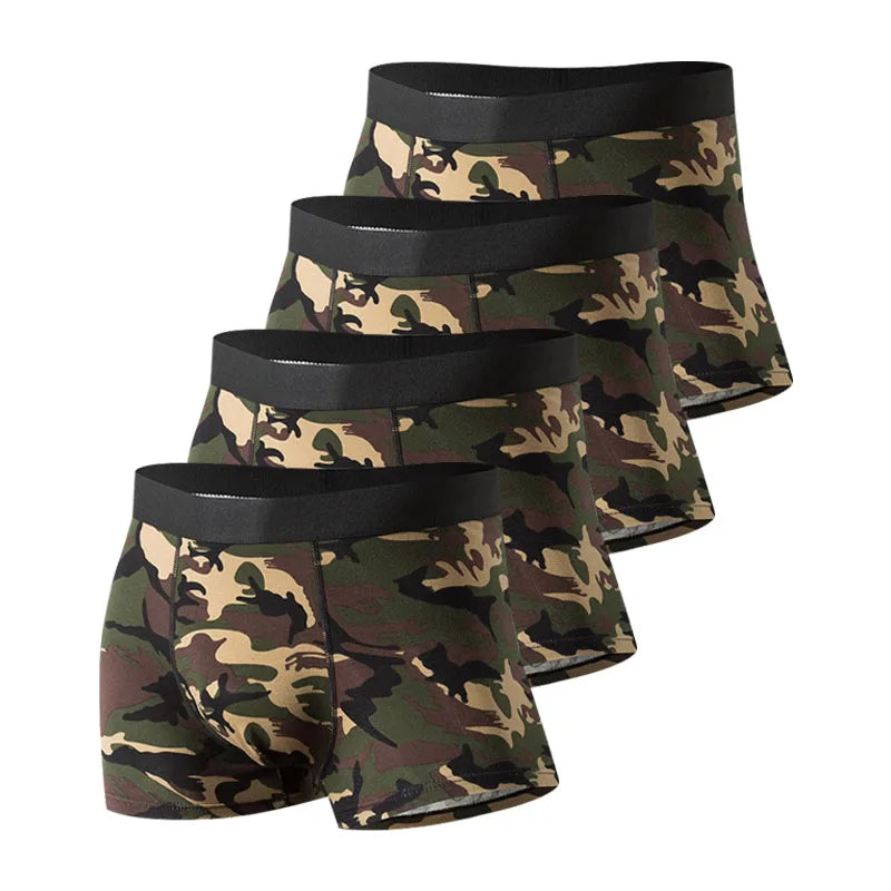 Men's Camo Cotton Boxer Briefs – 4 Pack Comfortable Mens Underwear