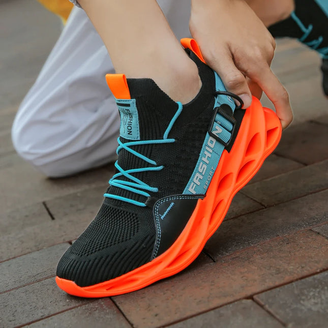 Men's Lightweight Fluorescent Running Sneakers - Breathable, Comfortable, Non-Slip