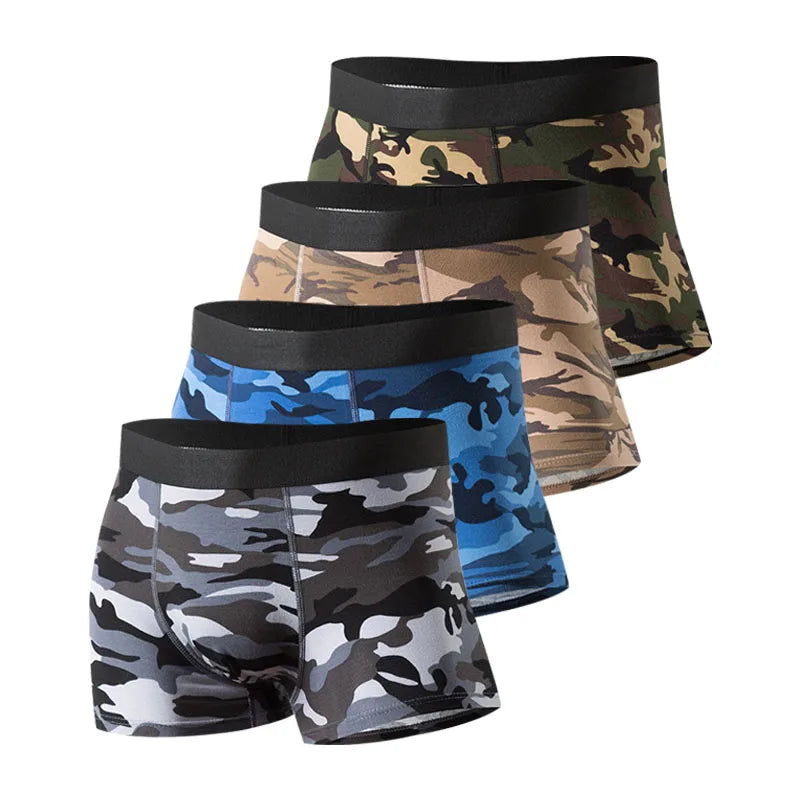 Men's Camo Cotton Boxer Briefs – 4 Pack Comfortable Mens Underwear