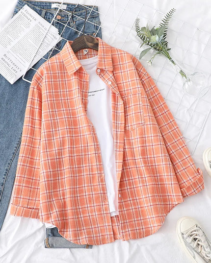 Casual Women's Plaid Shirt - Loose Fit Checkered Top