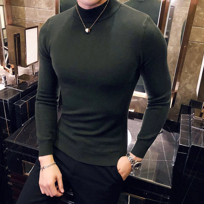 Men's Slim Fit Turtleneck Knit Sweater - Long Sleeve Casual Knitwear for Men