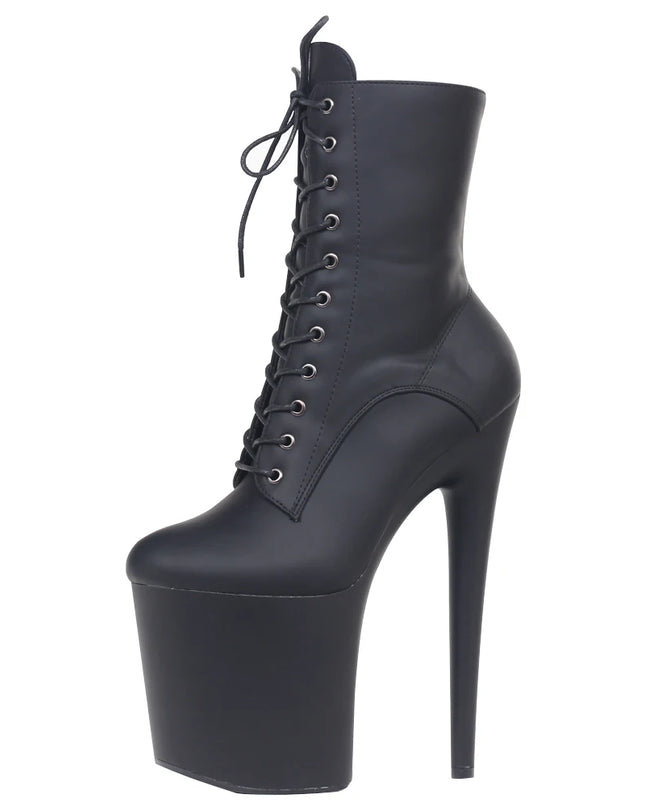 Womens Extreme High Heels Platform Boots Lace Up- 20cm Lift
