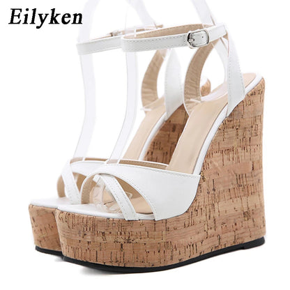 Womens Wedge Heel Sandals- Trendy Platform Design with Buckle