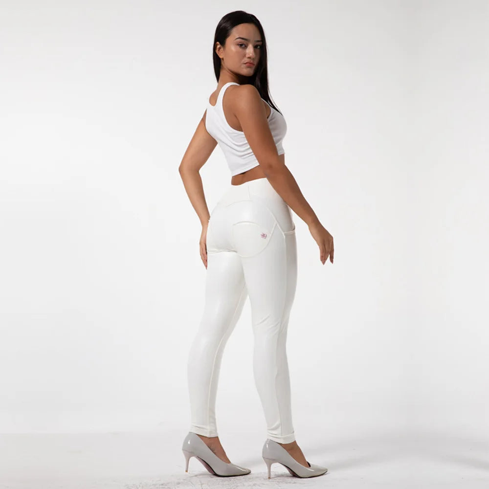 Women's Faux Leather High-Waisted Slim Fit Pants