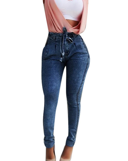 Women’s High-Waisted Stretch Skinny Jeans with Belt