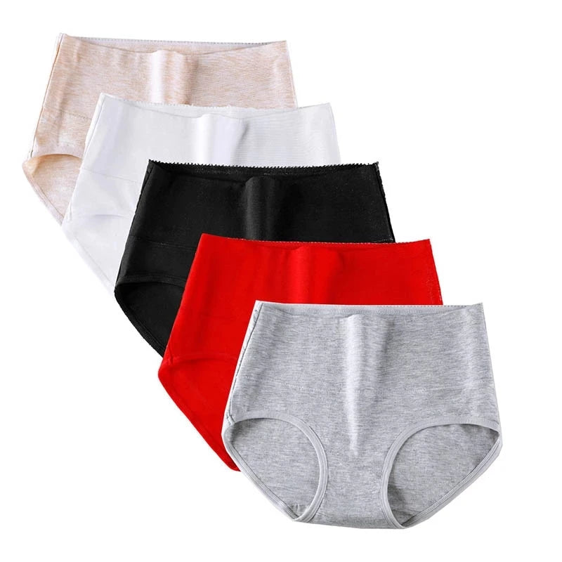 3-Pack Women's Plus Size High-Waist Cotton Breathable Briefs