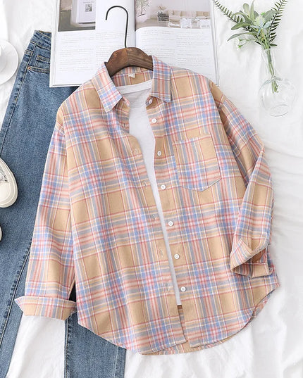 Casual Women's Plaid Shirt - Loose Fit Checkered Top