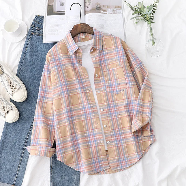 Casual Women's Plaid Shirt - Loose Fit Checkered Top