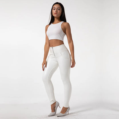 Women's Faux Leather High-Waisted Slim Fit Pants