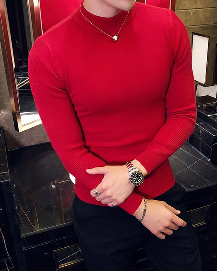 Men's Slim Fit Turtleneck Knit Sweater - Long Sleeve Casual Knitwear for Men