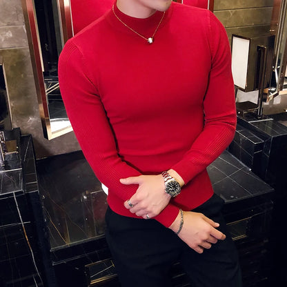 Men's Slim Fit Turtleneck Knit Sweater - Long Sleeve Casual Knitwear for Men