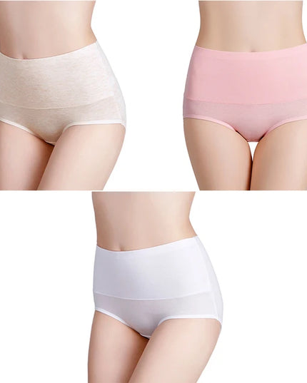 3-Pack Women's Plus Size High-Waist Cotton Breathable Briefs