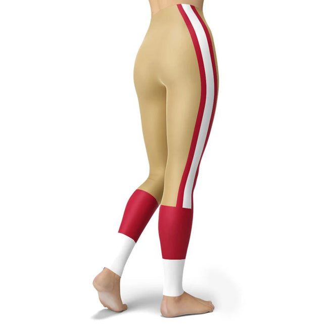 Women’s Striped High-Waist Skinny Leggings with Elastic Waist