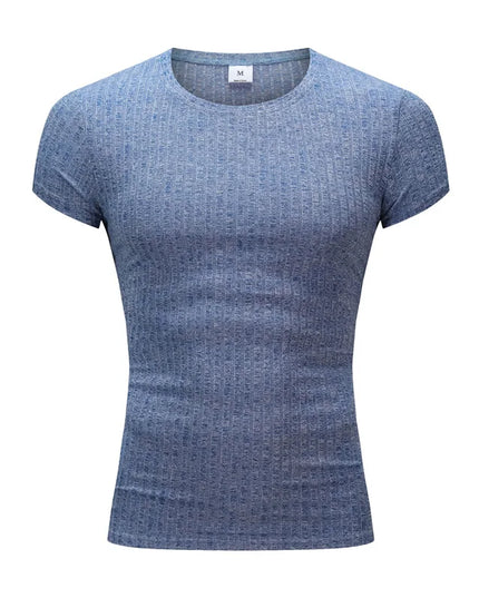 Men's V/O-Neck Short Sleeve T-Shirt - Slim Fit, Knitted, Perfect for Fitness