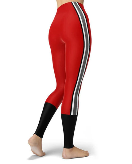 Women’s Striped High-Waist Skinny Leggings with Elastic Waist