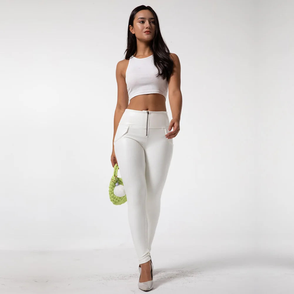 Women's Faux Leather High-Waisted Slim Fit Pants