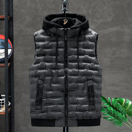 Men's Padded Hooded Vest Jacket: