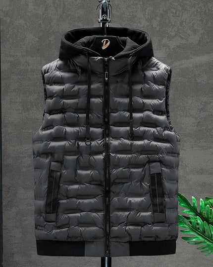 Men's Padded Hooded Vest Jacket: