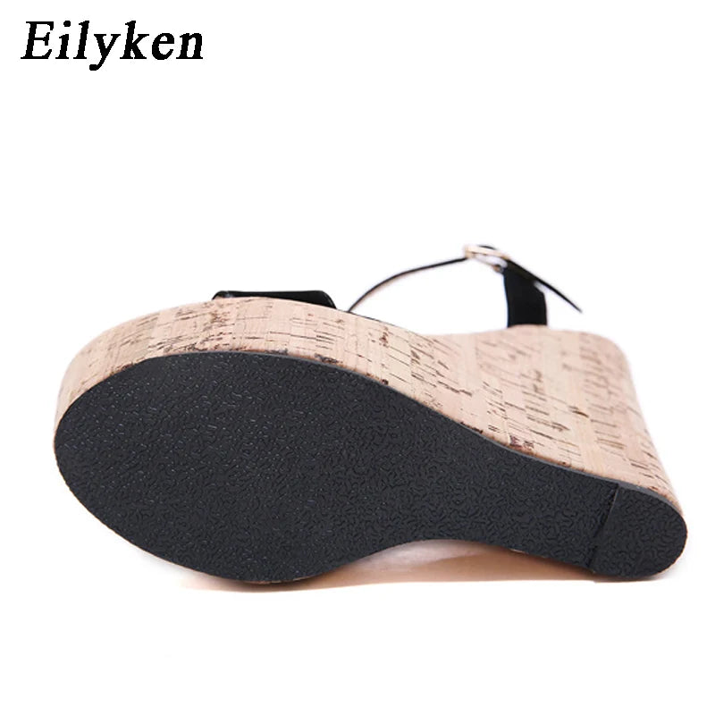 Eilyken Women's Roman Open Toe Platform Wedges with Ankle Buckle Strap High Heels
