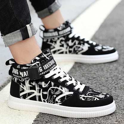 Men's High-Top Sneakers with Graffiti Print