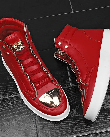 Men's Zippered High Top Sneakers - Various Colors