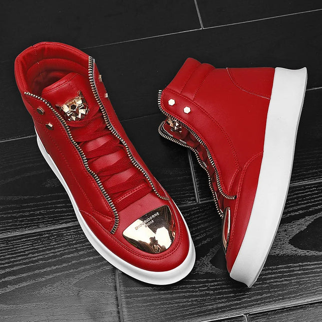 Men's Zippered High Top Sneakers - Various Colors