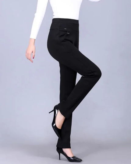 Women's High-Waist Elastic Straight Trousers - Comfortable & Stylish Women’s Pants