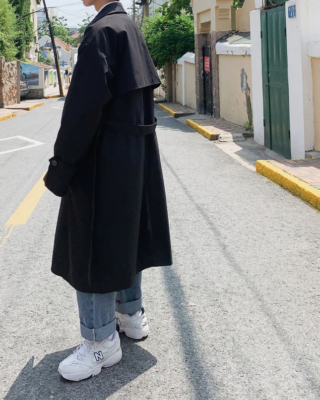 Korean-Inspired Trench Coat for Men - Streetwear Windbreaker Style