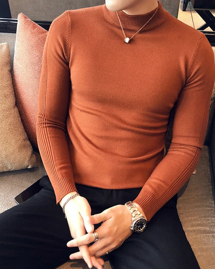 Men's Slim Fit Turtleneck Knit Sweater - Long Sleeve Casual Knitwear for Men