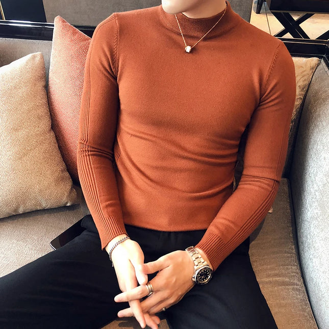 Men's Slim Fit Turtleneck Knit Sweater - Long Sleeve Casual Knitwear for Men