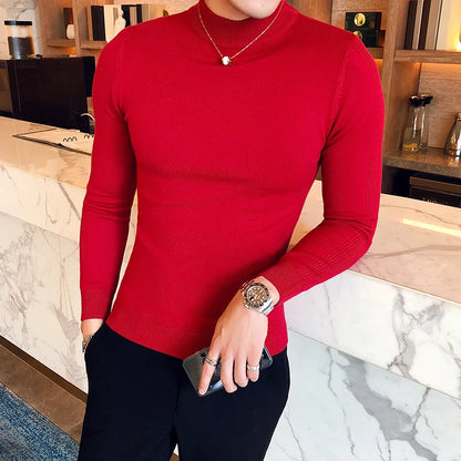 Men's Slim Fit Turtleneck Knit Sweater - Long Sleeve Casual Knitwear for Men