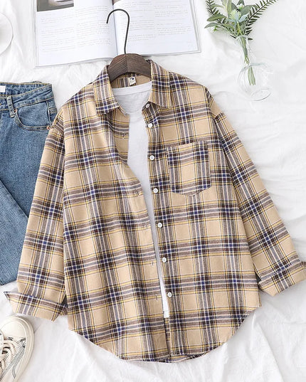 Casual Women's Plaid Shirt - Loose Fit Checkered Top