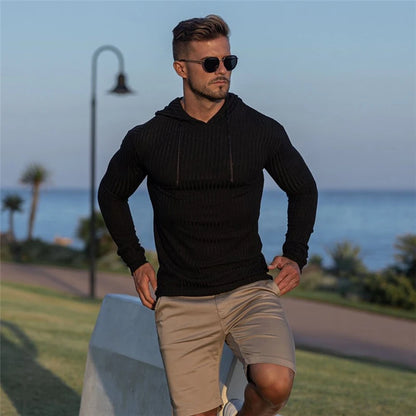 Men's Slim Fit Hooded Knit Sweater - Various Colors