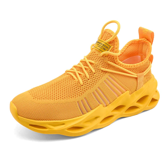 Men's Lightweight Fluorescent Running Sneakers - Breathable, Comfortable, Non-Slip