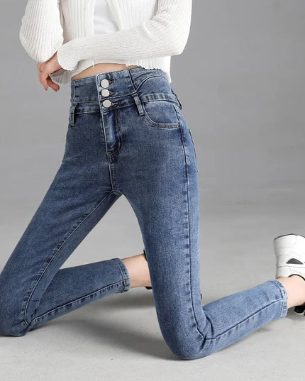 Women's Vintage High-Waisted Stretch Skinny Jeans
