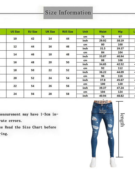 Men's Elastic Skinny Ripped Denim Jeans