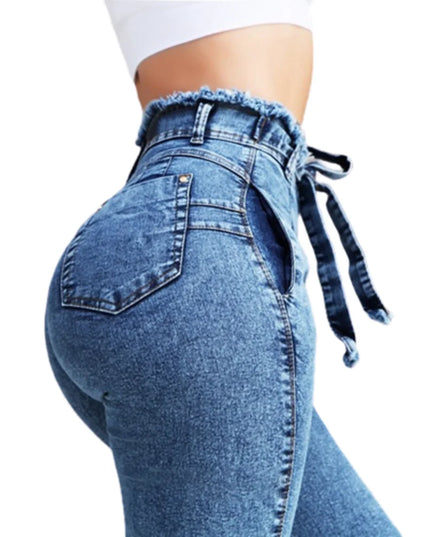 Women’s High-Waisted Stretch Skinny Jeans with Belt