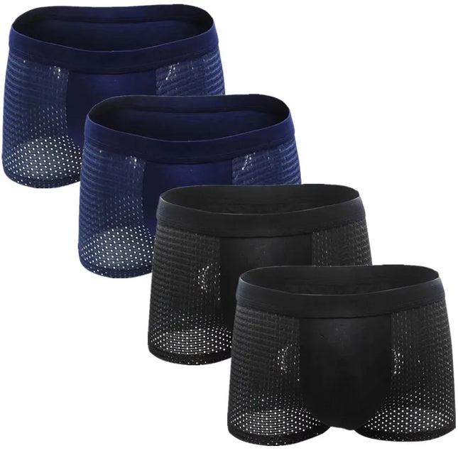 Men’s 4-Pack Mesh Transparent Boxer Shorts – Thin, Breathable, and Comfortable Underwear Set