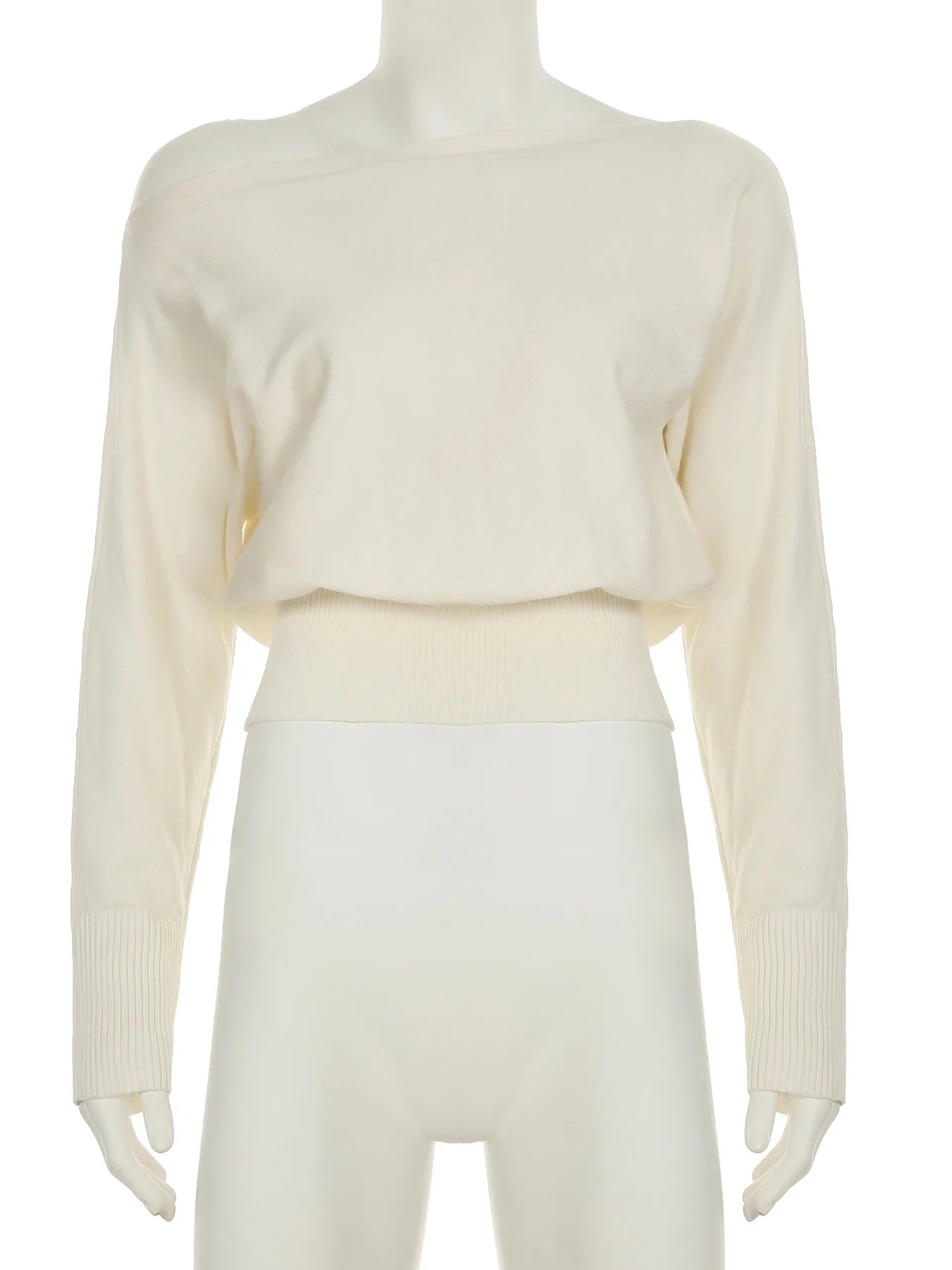 Women's Off-Shoulder Sweater with Loose Slash Neck, Long Sleeves, and Knit Fabric