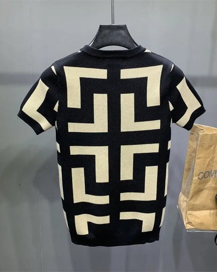 Men's Luxurious Knitted Short Sleeve T-Shirt - Slim Fit - Various Colors