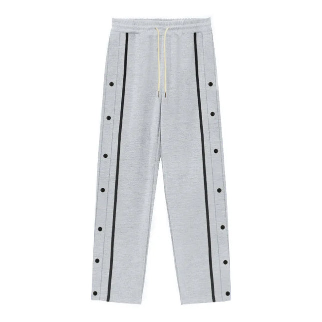 Men's Loose Fit Drawstring Joggers with Side Buttons