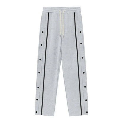 Men's Loose Fit Drawstring Joggers with Side Buttons