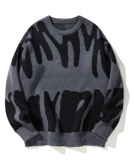 Men's Knitted Jacquard Pattern Pullover Sweater - Stylish & Comfortable Knitwear