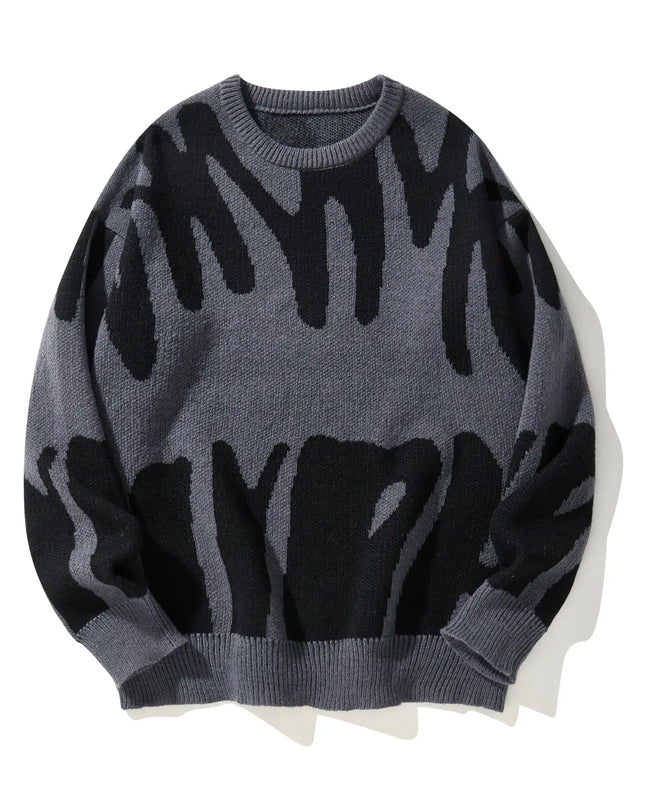 Men's Knitted Jacquard Pattern Pullover Sweater - Stylish & Comfortable Knitwear