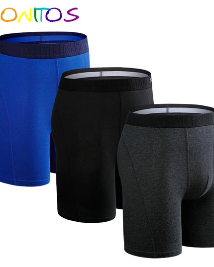 3-Pack Men’s Cotton Boxer Shorts – Long Fit