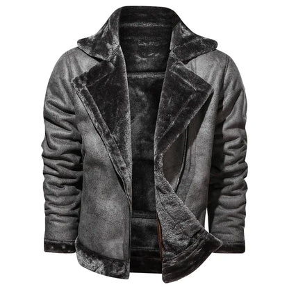 Men's Retro Thick Faux Fur Leather Jacket